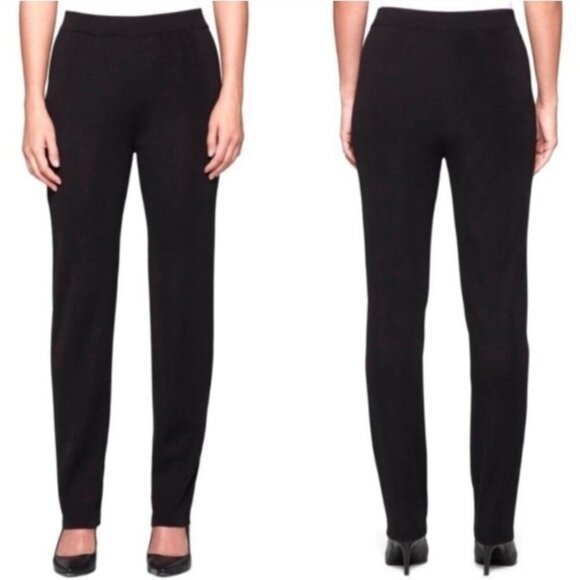 Exclusively Misook Straight Leg Pull On Black Pants Size XL - Picture 1 of 8